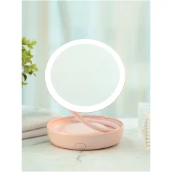 Online Specchio Rosa Da Tavolo Girevole A 360° Con Led Make Up