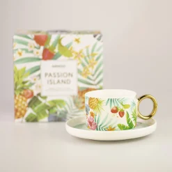 Online Tazza In Ceramica Con Sottobicchiere (200Ml) Storage Box & Organizer