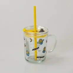 Sale Tazza In Vetro Con Cannuccia - Minions (1Pz) (400Ml) Minions